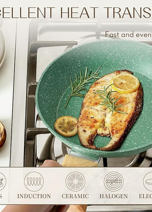 Innerwell Nonstick 9.5 Inch Skillet, Aluminum, Non-Toxic, PTFE & PFOA Free, Suitable for All Stovetops, Easy to Clean, Multipurpose