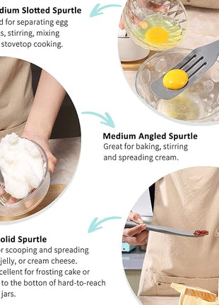 Tongjude Silicone Spurtle Set, Silicone Spatula Set, Heat Resistant Cooking Utensil for Nonstick Cookware, Serving，Baking, Whisking, Smashing, Scooping, Spreading, 4 Piece