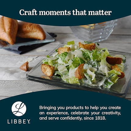 Libbey Tempered Glass Dinnerware Set, Sleek Square Clear Glass Plates and Bowls Set of 12, Dishwasher Safe Dinnerware for Parties or Everyday Use