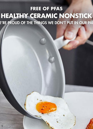 GreenPan Chatham Hard Anodized Healthy Ceramic Nonstick, 10" and 12" Frying Pan Skillet Set, PFAS-Free, Dishwasher Safe, Oven Safe, Gray