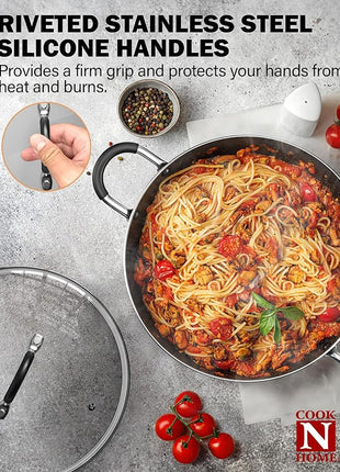 Cook N Home Pots and Pans Nonstick Kitchen Cookware Sets include Saucepan Frying Pan Stockpots 8-Piece, Heavy Gauge, Stay Cool Handle, Black