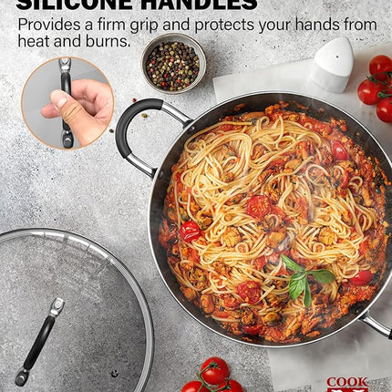 Cook N Home Pots and Pans Nonstick Kitchen Cookware Sets include Saucepan Frying Pan Stockpots 8-Piece, Heavy Gauge, Stay Cool Handle, Black