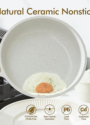 SENSARTE Nonstick Ceramic Frying Pan Skillet, 9.5 Inch Omelet Pan, Healthy Non Toxic Chef Pan, Induction Compatible Egg Pan with Heat Resistant Handle, PFAS-Free