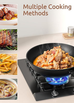 Carbon Steel Wok - Including Glass Cover and Silicone Spatula, 13-Inch Woks & Stir-Fry Pans for Induction, Electric, Gas Stoves