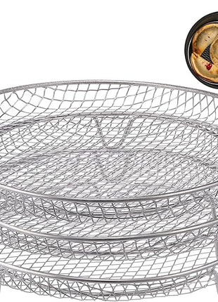 7.8" Air Fryer Accessories, 3 Stackable Racks for Instant Vortex, Nuwave Air Fryer, Ninja Foodi Grill, Multi-Layer 304 Stainless Steel Grill Rack, Fits 5.8 QT Air Fryer Oven