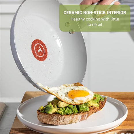 T-Fal Refresh Ceramic Frying Pans Nonstick 12 Inch Skillet, Oven Safe to 350°F, Cookware with Stay-Cool Handle, Moon Grey