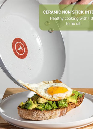 T-Fal Refresh Ceramic Frying Pans Nonstick 12 Inch Skillet, Oven Safe to 350°F, Cookware with Stay-Cool Handle, Dusty Rose