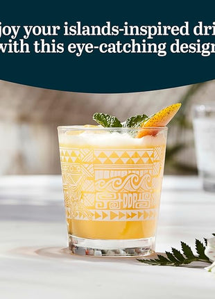 Libbey Tiki Rocks Glasses Set, Vintage-style Glassware Drinking Glasses Set of 4, Exotic, Dishwasher Safe Glasses for Backyard Luau or Pool Party