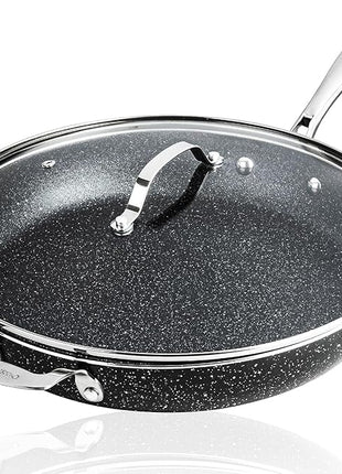 Granitestone 14 Inch Pan for Cooking, Family Sized Large Non Stick Frying Pans Skillet for Eggs, Omelette, with Helper Handle, PFOA PFOS Free Oven & Dishwasher Safe - LID NOT INCLUDED