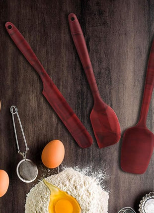 3PACK Silicone Spatula Set, BPA-Free 600°F High Temperature resistance, One-piece Seamless Design, Non -Stick Kitchen Spatulas for Cooking, Baking and Mixing, with Patented Marble Pattern