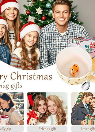 Giraffe Mug Cute Coffee Mug with 3D Animal Inside Ceramic Tea Cup with Lid Spoon Cool Animal Stuff Unique Friendship Birthday Gifts for Women Men Friend Coworkers Sister Kids Giraffe Christmas Gifts