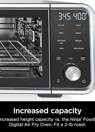 Ninja SP201 Digital Air Fry Pro Countertop 8-in-1 Oven with Extended Height, XL Capacity, Flip Up & Away Capability for Storage Space, with Air Fry Basket, Wire Rack & Crumb Tray, Silver