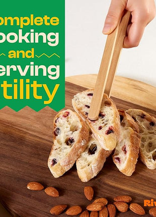 Riveira Maple Wooden Cooking Utensils Set of 9 Premium Quality Non-Toxic Wooden Spoons & Spatulas for Cooking, Stirring, Serving & Flipping