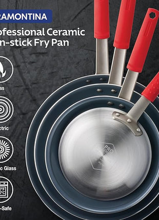 Tramontina Professional 8-Inch Ceramic Non Stick Small Frying Pan, Heavy-Gauge Aluminum Skillet with Nonstick Coating, Dishwasher and Oven Safe, Gray