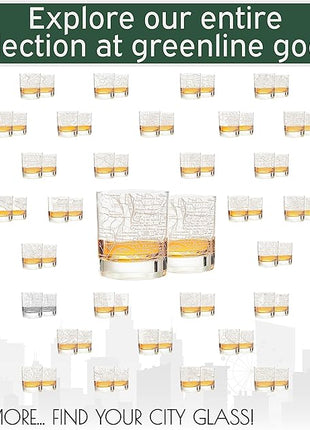 Greenline Goods Whiskey Glasses - 10 Oz Tumbler Set for Cincinnati lovers, Etched with Cincinnati City Map Old Fashioned Rocks Glass - Set of 2