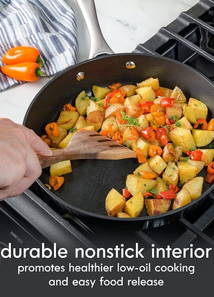 Kenmore Logan Black Stripe 10-Piece Nonstick Aluminum Induction Safe Cookware Set