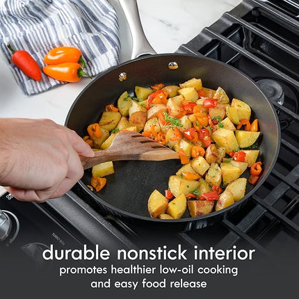 Kenmore Logan Black Stripe 10-Piece Nonstick Aluminum Induction Safe Cookware Set