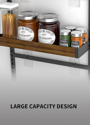 Moforoco Wood 9-Tier Over The Door Pantry Organizer, Wooden Pantry Organization and Storage, Black Hanging Basket Wall Spice Rack Seasoning Shelves, Home & Kitchen