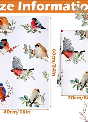 Set of 6 Birds Kitchen Towels Hummingbird Tea Towels Absorbent Dish Towels Birds on Branch 24 x 16 Inches Kitchen Gifts Cardinal Hand Towels Bird Lover Gifts for Farmhouse Kitchen Bathroom Decorations