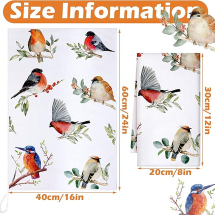 Set of 6 Birds Kitchen Towels Hummingbird Tea Towels Absorbent Dish Towels Birds on Branch 24 x 16 Inches Kitchen Gifts Cardinal Hand Towels Bird Lover Gifts for Farmhouse Kitchen Bathroom Decorations
