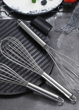 Berglander Whisk Set Pack of 3, Stainless Steel Whisks for Cooking 8",10",12", Wire Ballon Wisk (Silver)