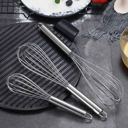 Berglander Whisk Set Pack of 3, Stainless Steel Whisks for Cooking 8",10",12", Wire Ballon Wisk (Silver)