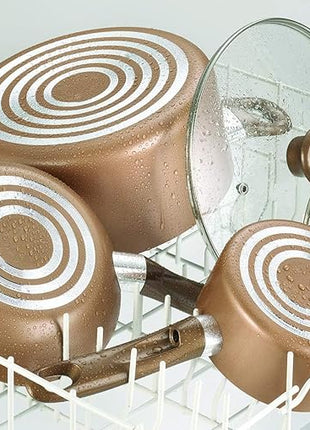 T-fal B036SE64 B036SE Excite ProGlide Nonstick Thermo-Spot Heat Indicator Dishwasher Oven Safe Cookware Set, 14-Piece, Bronze