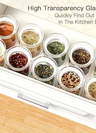 ZENS 10oz Glass Jars with Airtight Lid, 4 Pack Glass Kitchen Canisters Set for Spice, Loose Tea, Small Clear Glass Storage Jars with Labels for Herbs, Sugar