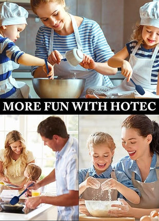 HOTEC 600℉ Heat Resistant BPA-Free Silicone Rubber Spatula Set, Kitchen Cooking Spatulas, Baking, Mixing, for Non Stick Cookware, Dishwasher Safe, Classic Blue Set of 5