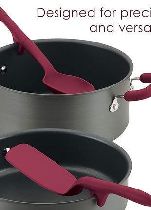 Rachael Ray Tools and Gadgets Lazy Crush & Chop, Flexi Turner, and Scraping Spoon Set / Cooking Utensils - 3 Piece, Burgundy Red