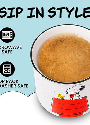 Silver Buffalo Peanuts Snoopy and Woodstock Get Cozy Ceramic Camper Mug, 20 Ounces (Pack of 12)