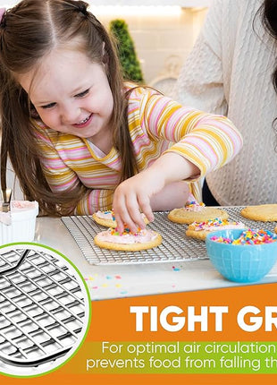 Spring Chef 11.8" x 17" Stainless Steel Cookie Cooling Rack - Oven Safe - Baking Rack for Bacon, BBQ, Jerky, Bread, Pizza, Cake - Fits Half Sheet Roasting Pan - Dishwasher Safe