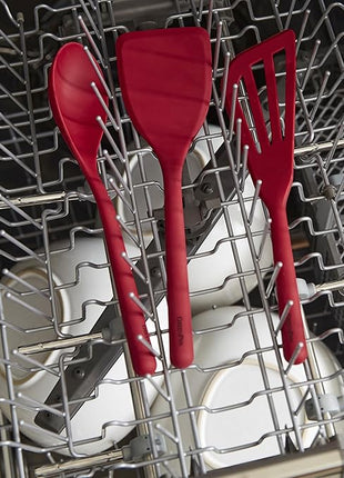 GreenPan Silicone Mixing Spatula, Scraping Baking Cooking Kitchen Utensil, Flexible Rubber Nonstick Cookware, Rigid Steel Core, Heat-Resistant, Anti-Slip Handle, BPA-Free, Dishwasher Safe, Red