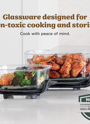 Ninja | Air Fryer | Crispi 4-in-1 Portable Cooking System | 4QT & 6 Cup Glass Containers, Crisper Plates & Storage Lids Included | Microwave, Freezer & Dishwasher Safe | Ginger Snap | FN101GD