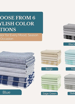 Casa Platino 6PC Kitchen Towels for Washing Dishes, 100% Cotton 18"x28" Kitchen Towels, Super Absorbent, Designed for Rustic Kitchens, Guest Cooking, or Tea-Time Setups – Blue