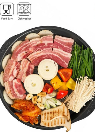 TECHEF - Korean BBQ Nonstick Grill Pan, KBBQ Grill Pan, PFOA-Free, Dishwasher Oven Safe, Made in Korea (Black)
