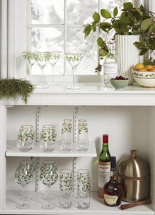 Lenox 893570 Holiday Decal 4-Piece Martini Glass Set, Christmas Dinnerware, Hosting