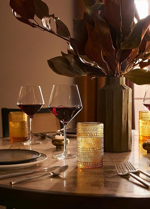 Fortessa Jupiter Beaded Hobnail Glass, 13 Ounce Iced Beverage (Set of 6), Amber