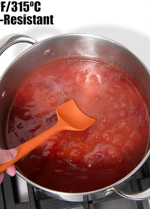 4-Piece Silicone Spatula Scrapers: Doosu 600°F Heat Resistant Food Grade Kitchen BPA Free Rubber Baking Cooking Tool Nonstick Utensil Set for Mixing, Scraping, Folding, Stirring, Serving (Multi-4)