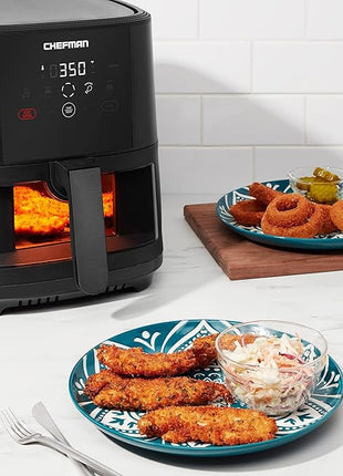 Chefman TurboTouch Easy View Air Fryer, The Most Convenient And Healthy Way To Cook Oil-Free, Watch Food Cook To Crispy And Low-Calorie Finish Through Convenient Window, 5 Qt