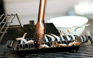 Outset 76375 Shrimp Cast Iron Grill and Serving Pan , Black