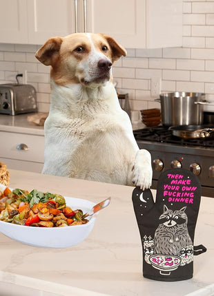 Blue Q Then Make Your Own Dinner Funny Oven Mitts - Cute Oven Mitts, Home Kitchen Gifts, Cooking Accessories, Super-Insulated Quilting, Comfy Natural-Fitting Shape, 100% Cotton, Size 12.5" L x 7.5" W