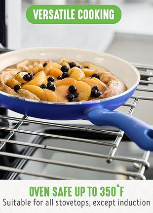 GreenLife 16 Piece Nonstick Cookware Set, Soft Grip Non-Toxic PFAS-Free Ceramic Pots & Pans, Dishwasher & Oven Safe, Frying, Sauce, Saute, Utensils, Glass Lids, Stay-Cool Handles, Wobble Free, Blue