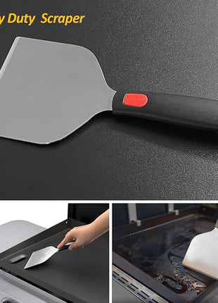 Stainless Steel Spatula Set with Heat Resistant Silicone Handle, VOVOLY Metal Spatulas For Kitchen Use, Thickened Smash Burger Spatula, Mini Brownie Spatula, Fish Flipper, Grill Scraper