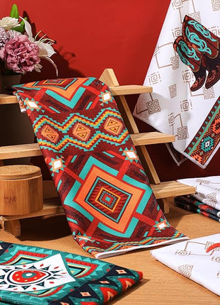 Boyiee Set of 6 Southwestern Kitchen Towels Boho Aztec Theme Dishtowel Native American Hand Tea Towels 24 x 16 Inches for Absorbent Kitchen Decor with Hanging Loop for Room Home Housewarming Gift