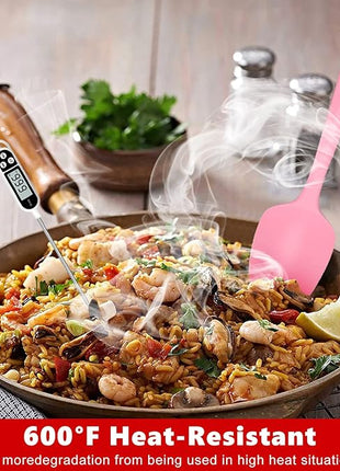 Heat Resistant Silicone Spatulas Set 6pcs, Seamless Design Non-Stick Mixing Spatulas with Stainless Steel Core, Premium BPA-Free Rubber Spatula Baking Cooking Utensile for Home Kitchen BBQ (pink)