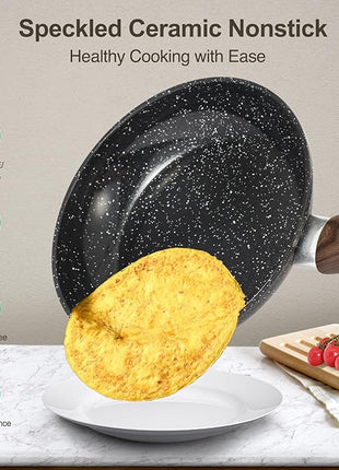 Pots and Pans Set Non Stick, 12pcs Black Ceramic Cookware Set, Non-toxic Induction Cookware Kitchen Cooking Set, PFAS and PFOA Free