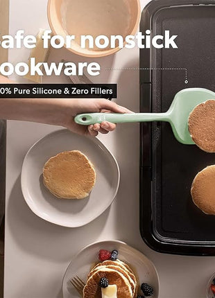 New DI ORO Silicone Turner Spatula Set - Kitchen Spatulas for Nonstick Cookware - Cooking Utensils for Flipping Eggs & Pancakes - 600°F Heat-Resistant BPA Free Turners - Dishwasher Safe (4pc, Sage)