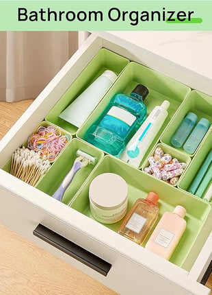 Vtopmart 25 PCS Plastic Drawer Organizers Set, 4-Size Versatile Bathroom and Vanity Drawer Organizer Trays, Storage Bins for Makeup, Bedroom, Kitchen Gadgets Utensils and Office
