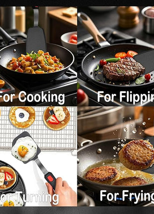 2 Pack Silicone Spatula Turner, 600°F Heat Resistant Kitchen Spatula Set for Nonstick Cookware, Cooking Utensil Set for Egg Pancake Flipper/Heat Resistant Silicone Grip